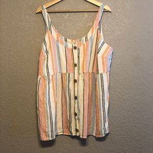 Terra & Sky Multicolor Striped Button-Front Tank Top — Cream, Pink, Orange, Blue